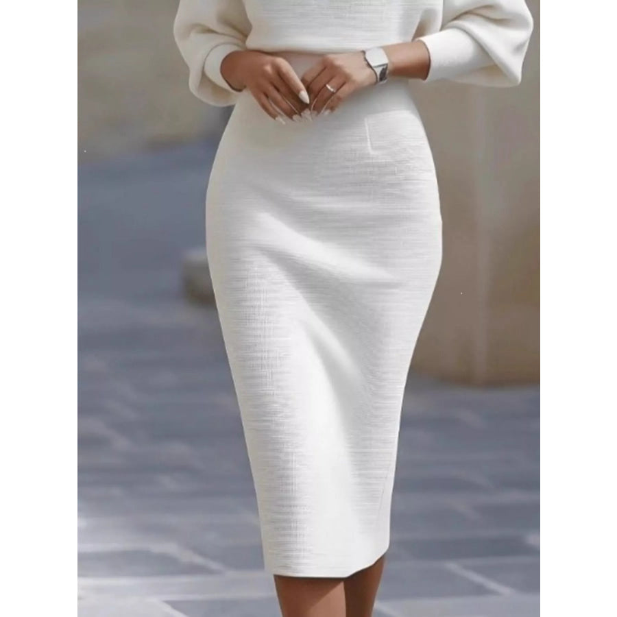 Full Size Elegant Cowl Neck Slim-Fit Knit Dress Plus Apparel and Accessories