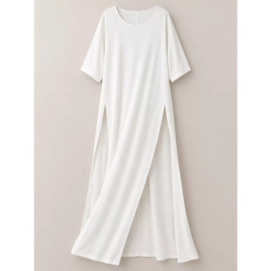 Full Size Elegant High-Slit Maxi Tunic Dress Plus Apparel and Accessories