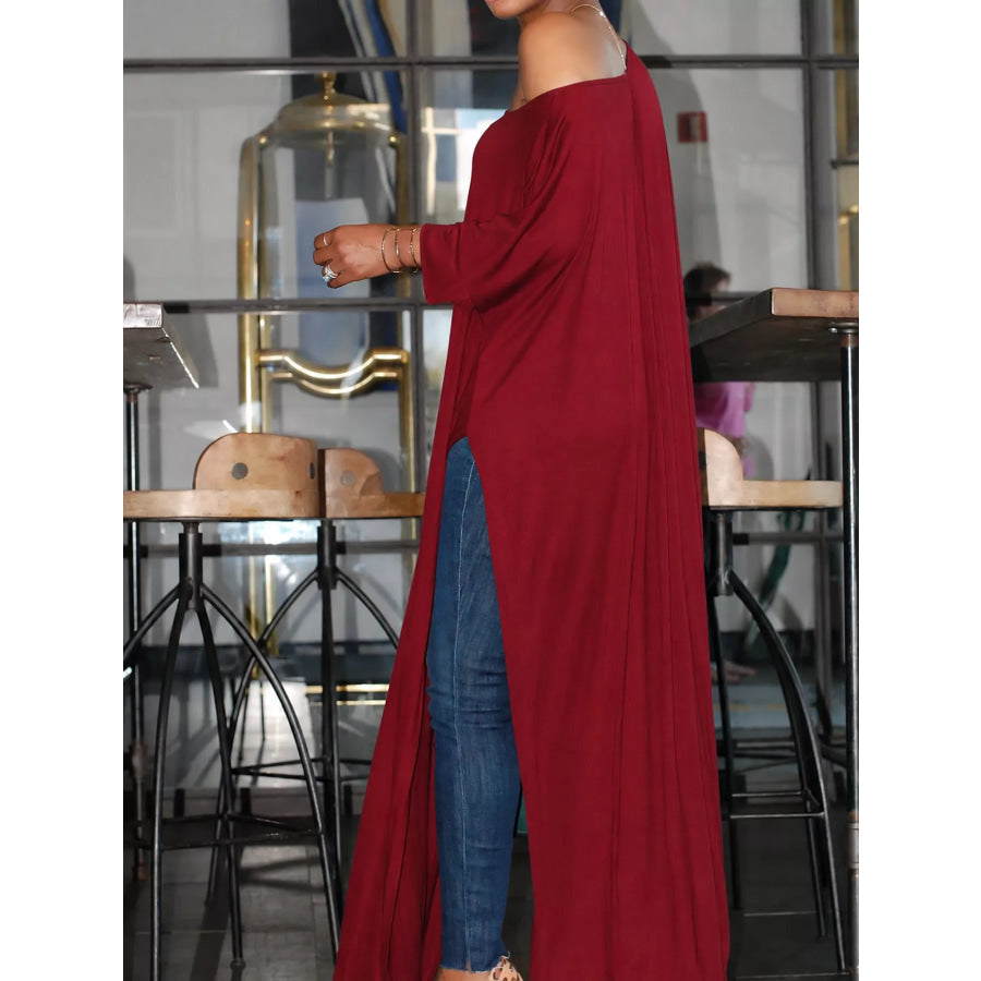 Full Size Elegant High-Slit Maxi Tunic Dress Plus Apparel and Accessories