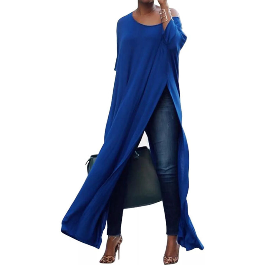 Full Size Elegant High-Slit Maxi Tunic Dress Plus Apparel and Accessories