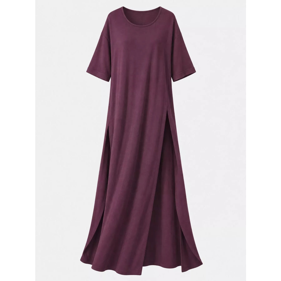 Full Size Elegant High-Slit Maxi Tunic Dress Plus Apparel and Accessories