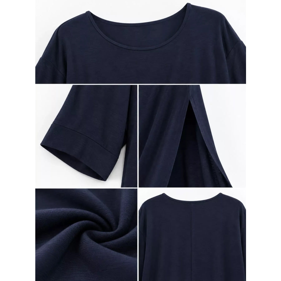 Full Size Elegant High-Slit Maxi Tunic Dress Plus Apparel and Accessories