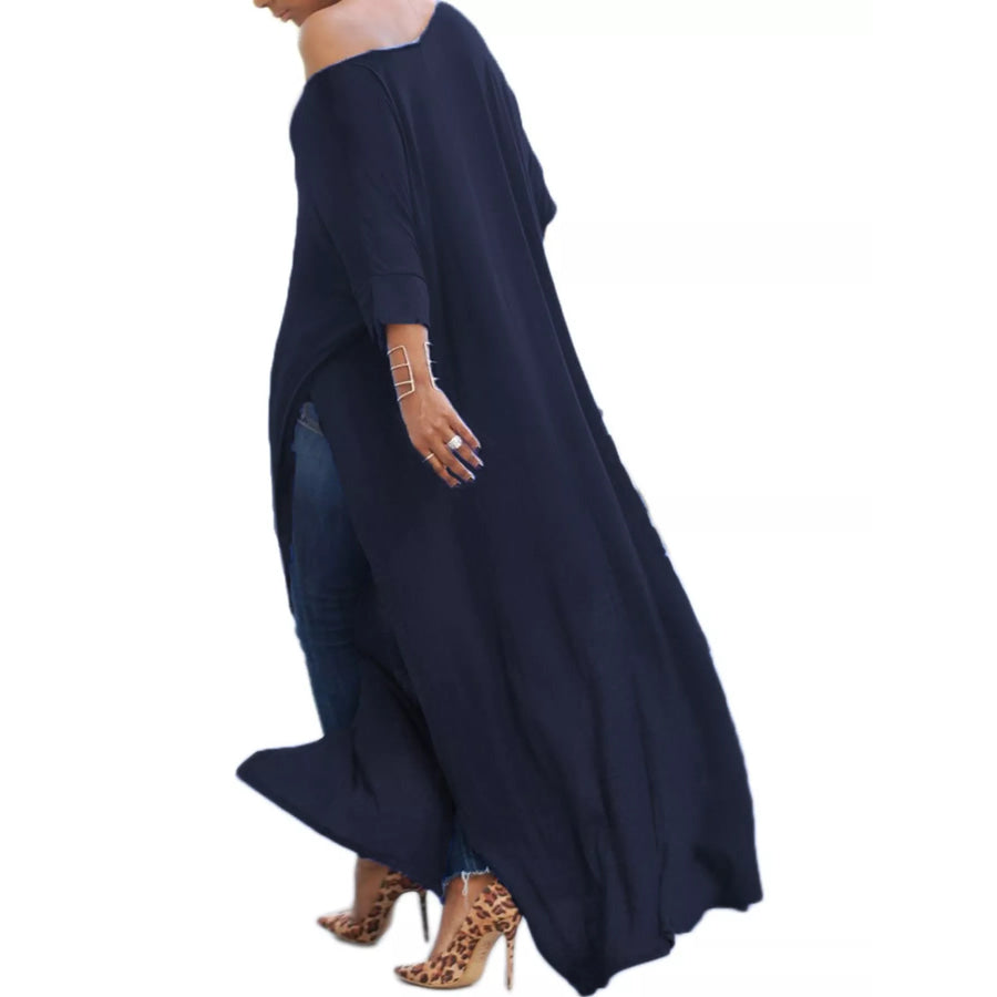 Full Size Elegant High-Slit Maxi Tunic Dress Plus Apparel and Accessories
