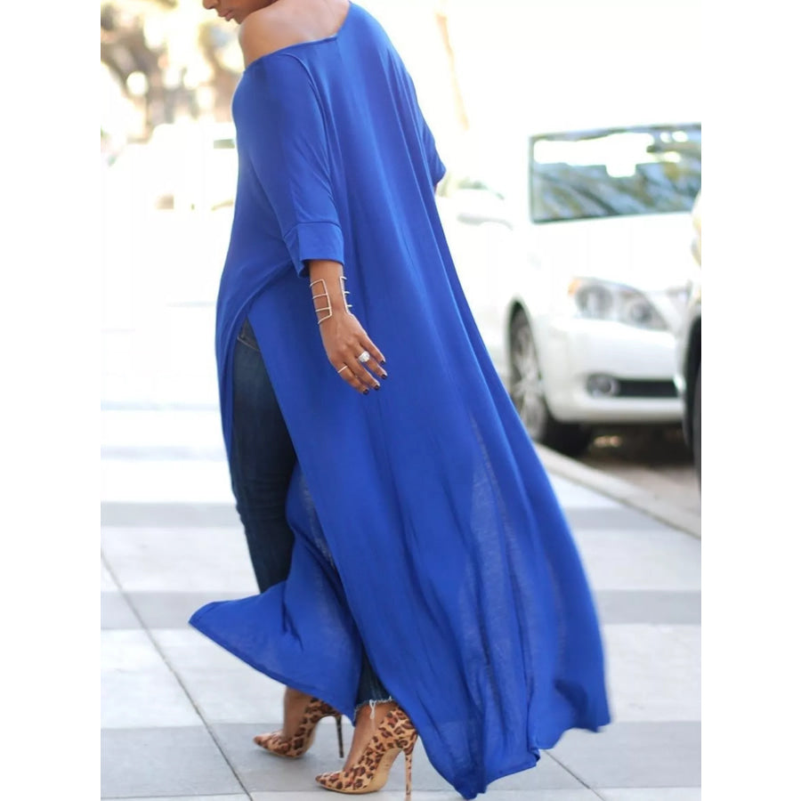 Full Size Elegant High-Slit Maxi Tunic Dress Plus Apparel and Accessories