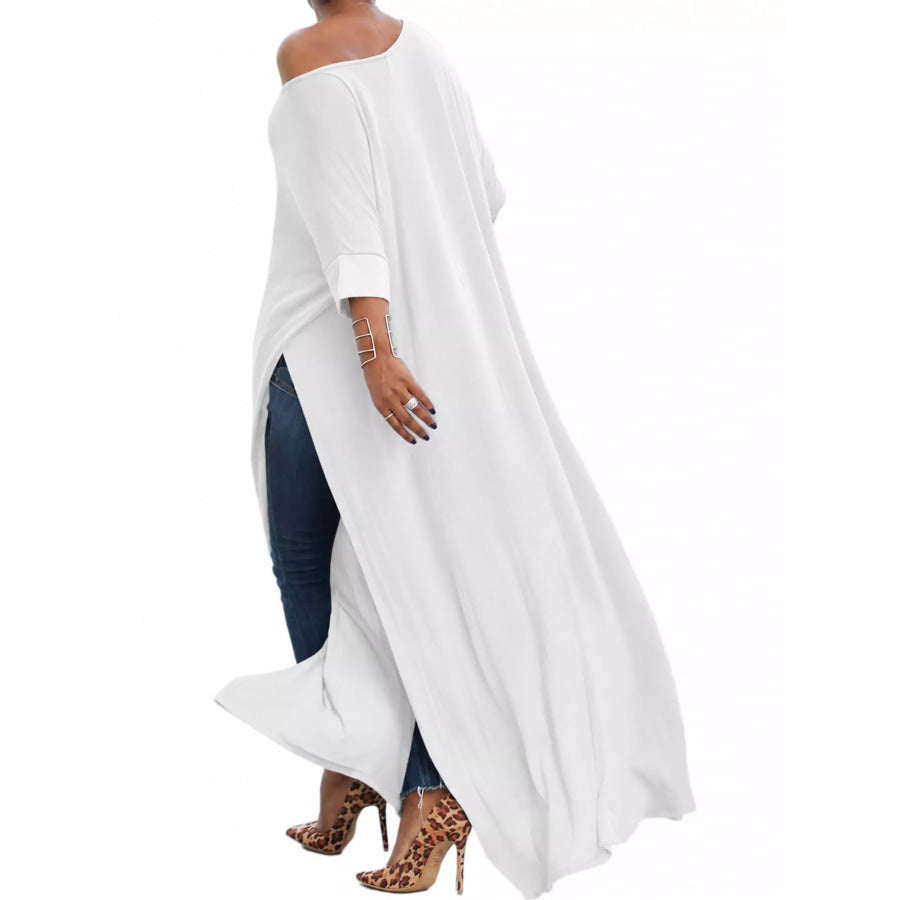 Full Size Elegant High-Slit Maxi Tunic Dress Plus Apparel and Accessories
