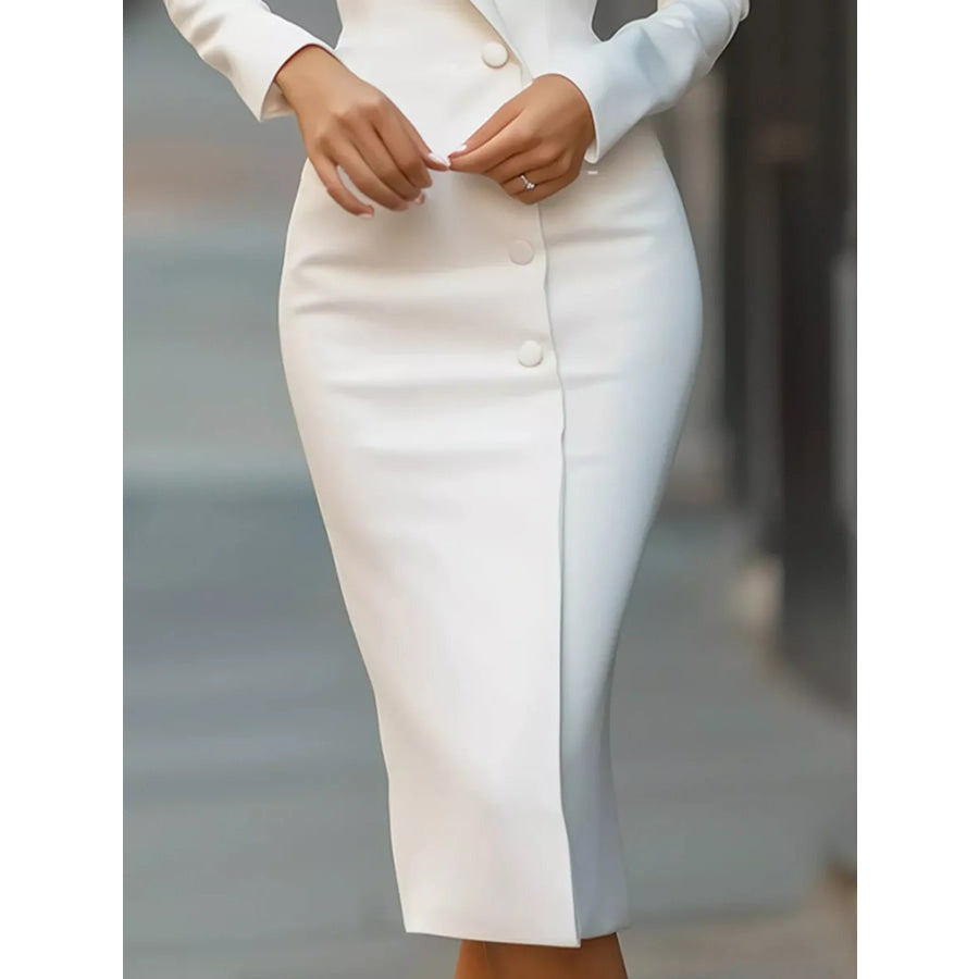 Full Size Elegant Single-Breasted Blazer Midi Dress Plus Apparel and Accessories
