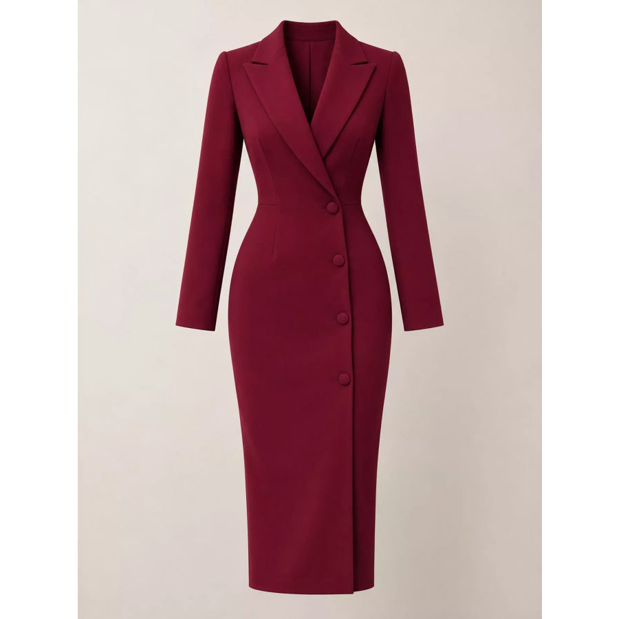 Full Size Elegant Single-Breasted Blazer Midi Dress Plus Apparel and Accessories