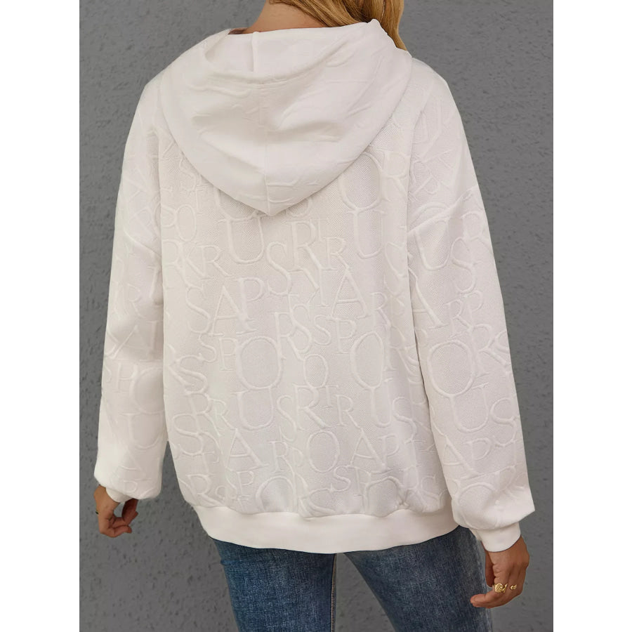 Full Size Embossed Lettering Casual Hoodie Plus Size Apparel and Accessories