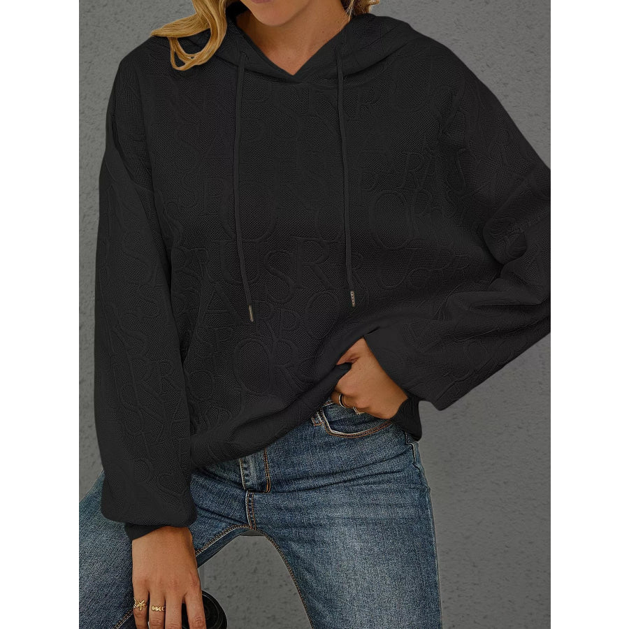 Full Size Embossed Lettering Casual Hoodie Plus Size Apparel and Accessories