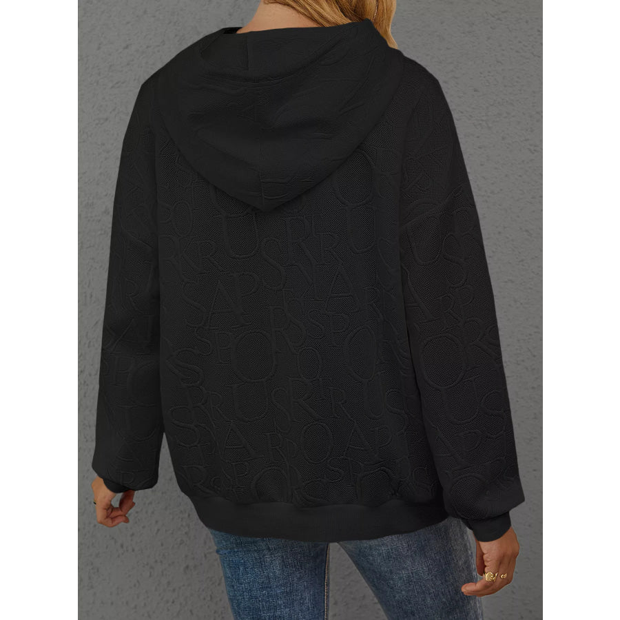 Full Size Embossed Lettering Casual Hoodie Plus Size Apparel and Accessories