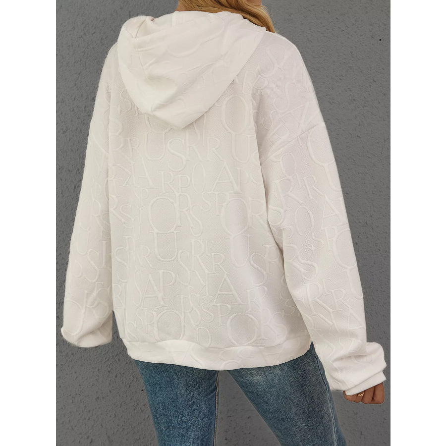 Full Size Embossed Lettering Casual Hoodie Plus Size Apparel and Accessories