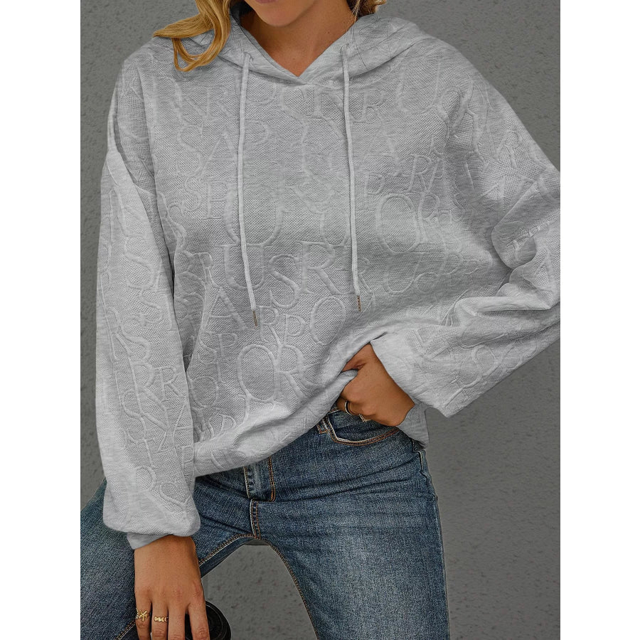Full Size Embossed Lettering Casual Hoodie Plus Size Apparel and Accessories