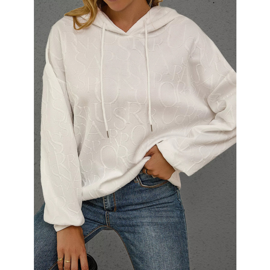 Full Size Embossed Lettering Casual Hoodie Plus Size Apparel and Accessories