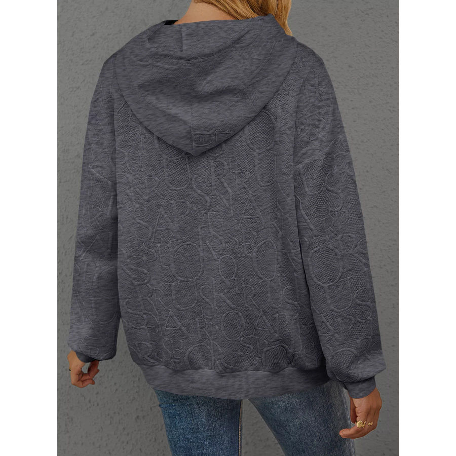 Full Size Embossed Lettering Casual Hoodie Plus Size Apparel and Accessories