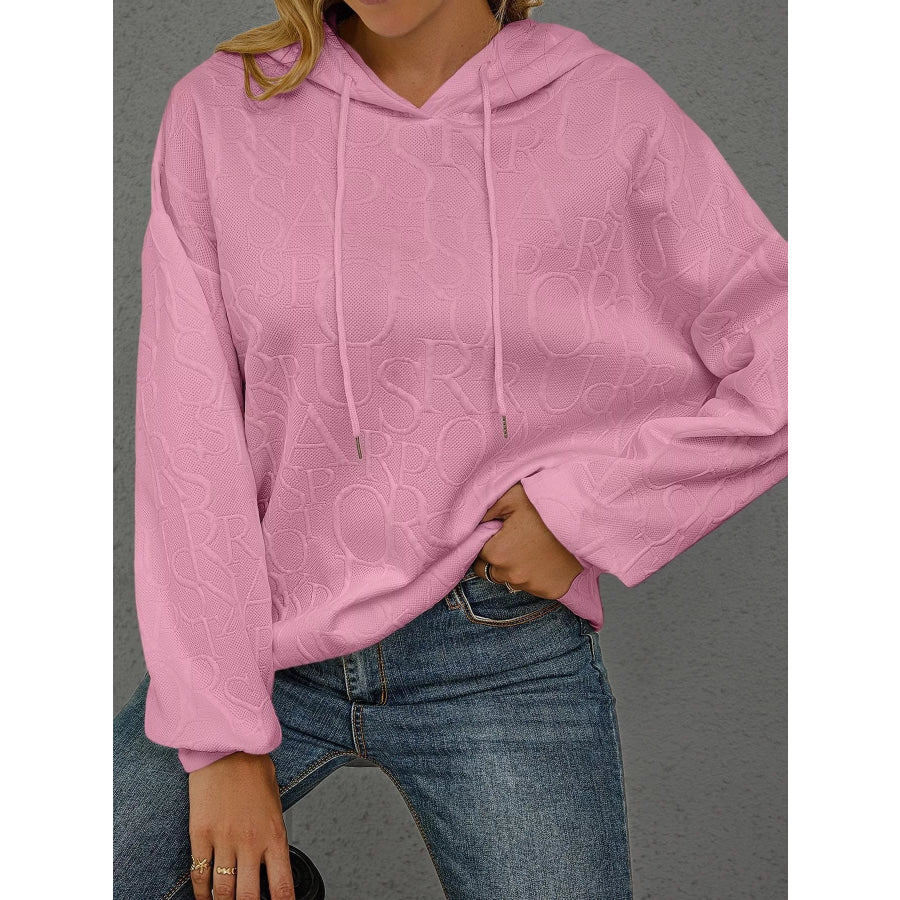 Full Size Embossed Lettering Casual Hoodie Plus Size Apparel and Accessories