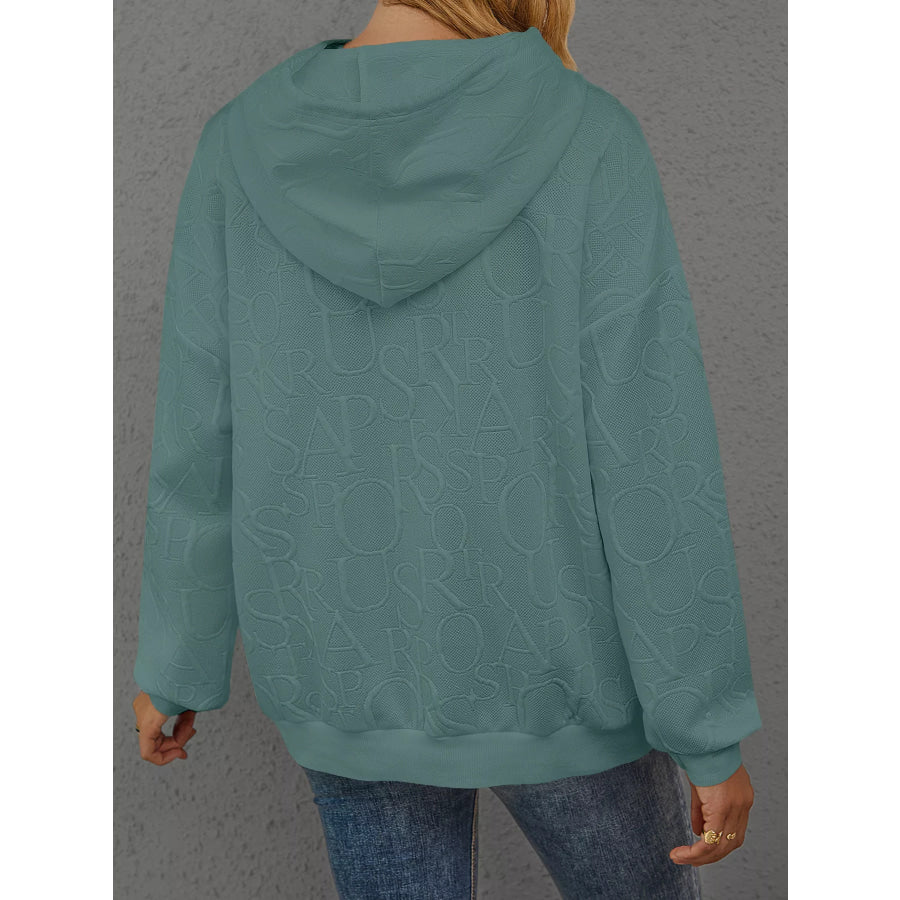Full Size Embossed Lettering Casual Hoodie Plus Size Apparel and Accessories