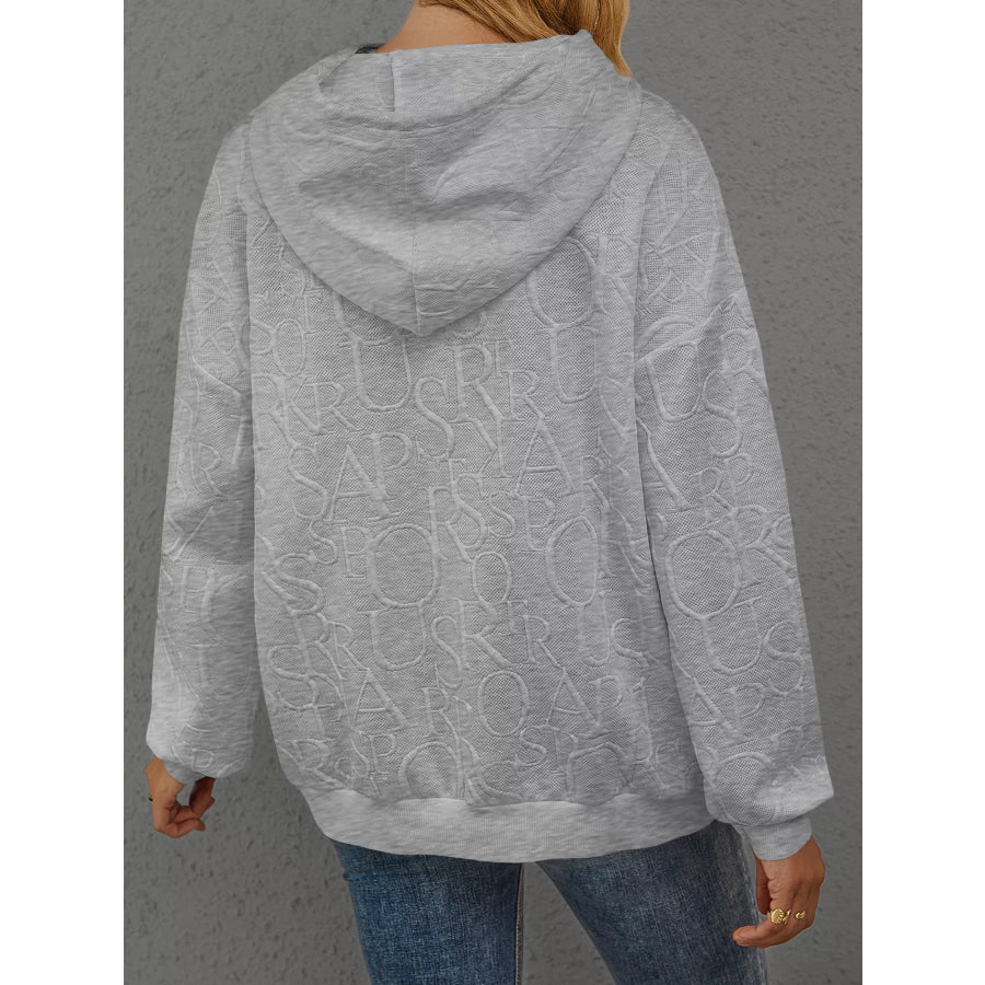 Full Size Embossed Lettering Casual Hoodie Plus Size Apparel and Accessories