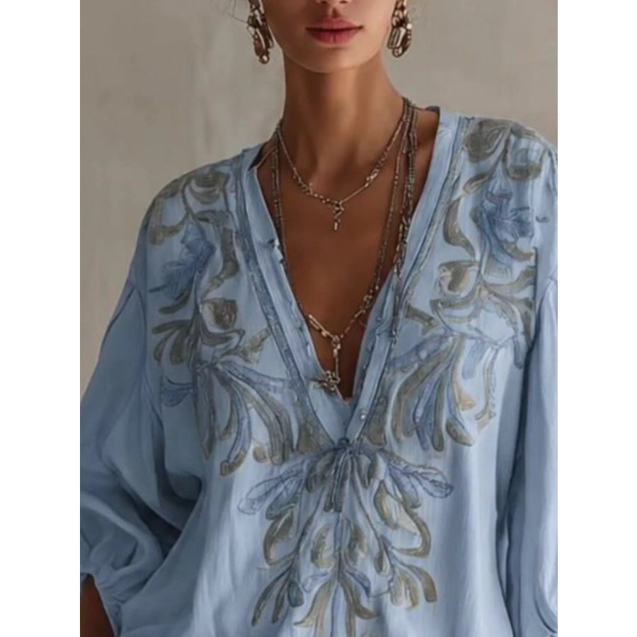 Full Size Embroidered V-Neck Mini Dress Plus Size Apparel and Accessories