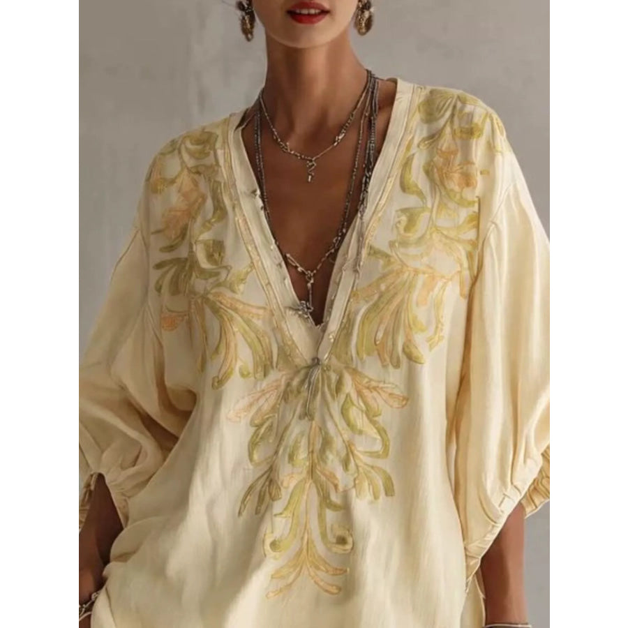 Full Size Embroidered V-Neck Mini Dress Plus Size Apparel and Accessories
