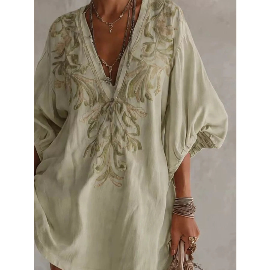 Full Size Embroidered V-Neck Mini Dress Plus Size Apparel and Accessories