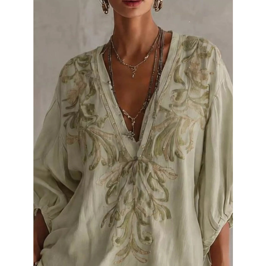 Full Size Embroidered V-Neck Mini Dress Plus Size Light Green / S Apparel and Accessories