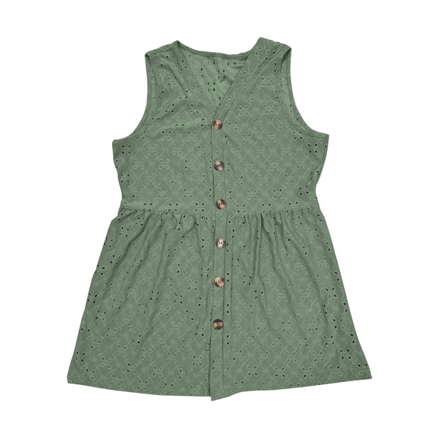 Full Size Eyelet Button Up V-Neck Tank Apparel and Accessories