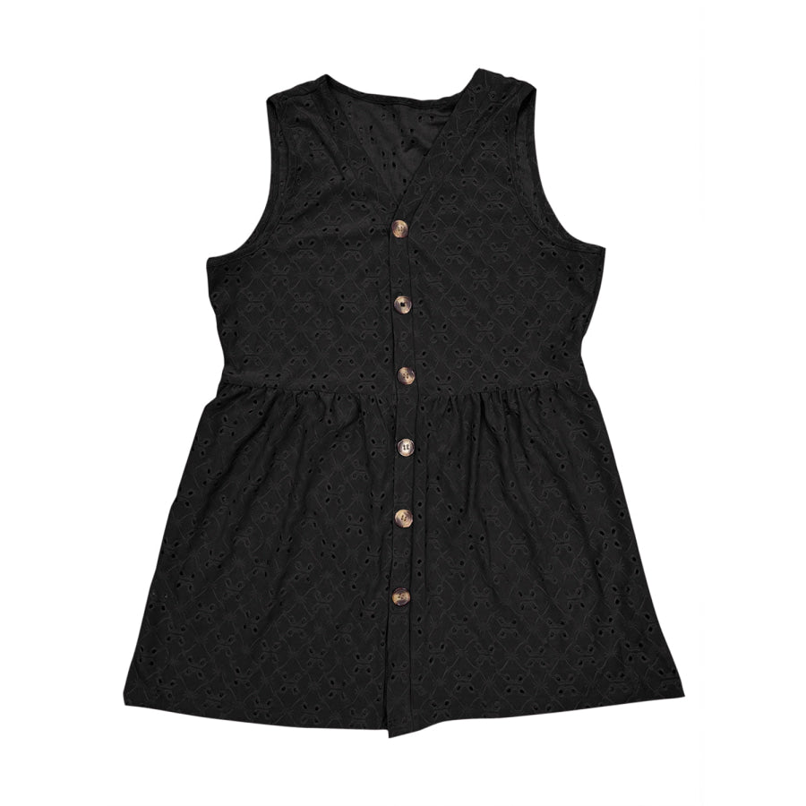 Full Size Eyelet Button Up V-Neck Tank Apparel and Accessories