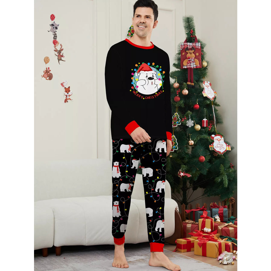 Full Size Family Matching Christmas Pajamas Set with Polar Bear Print Plus Apparel and Accessories