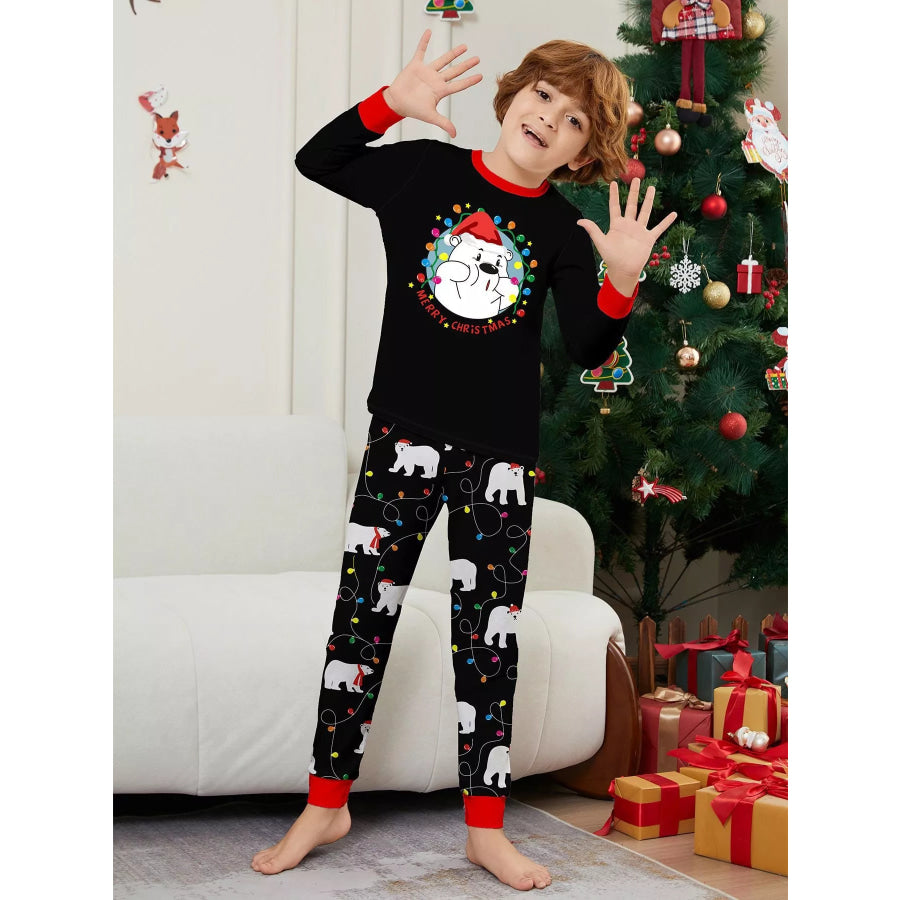 Full Size Family Matching Christmas Pajamas Set with Polar Bear Print Plus Apparel and Accessories