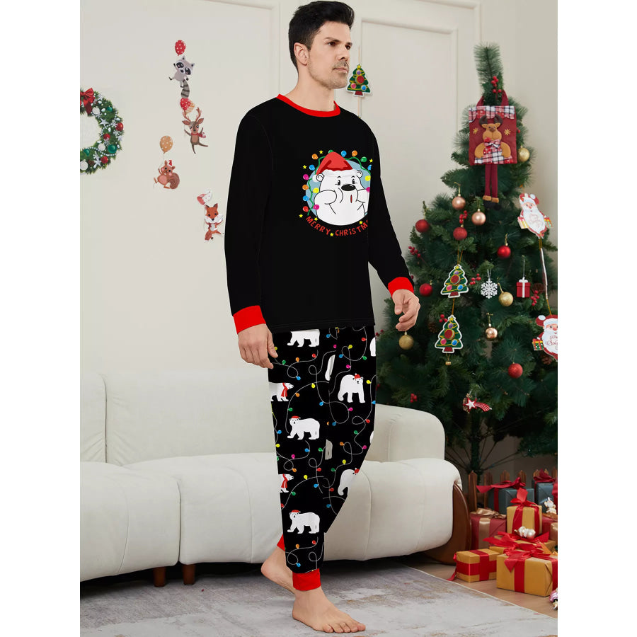 Full Size Family Matching Christmas Pajamas Set with Polar Bear Print Plus Apparel and Accessories