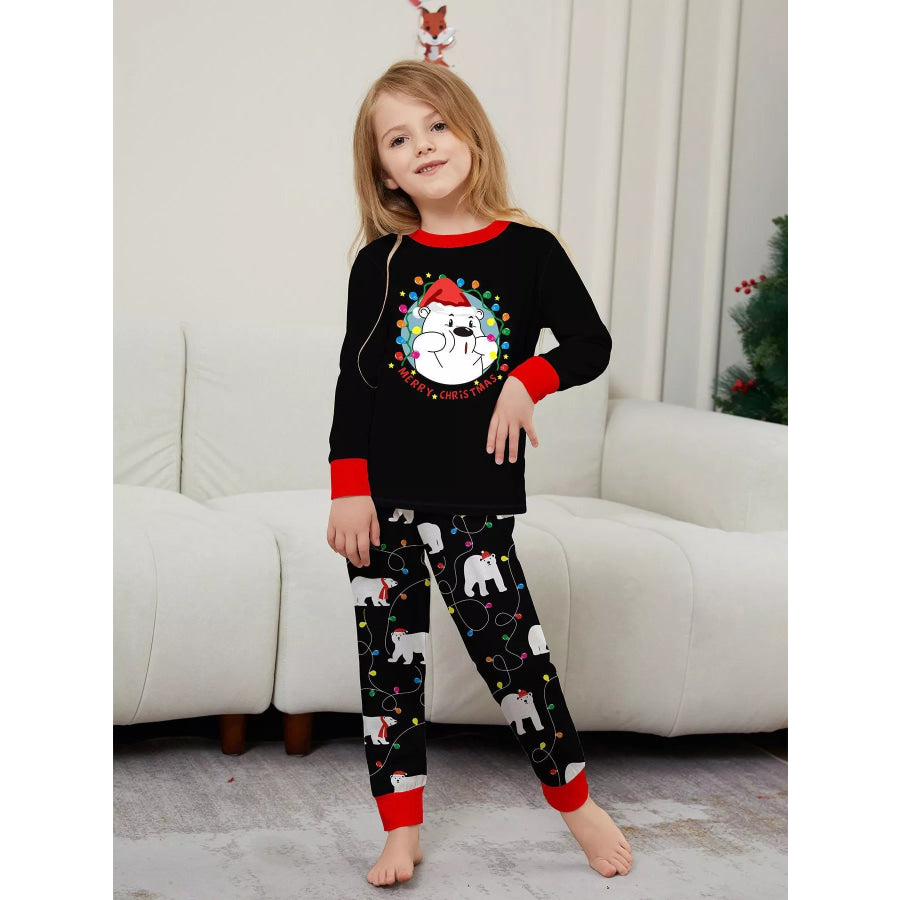 Full Size Family Matching Christmas Pajamas Set with Polar Bear Print Plus Apparel and Accessories