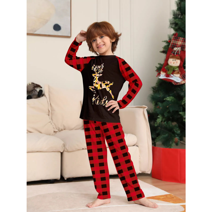 Full Size Family Matching Christmas Pajamas Set with Reindeer Graphic Plus Apparel and Accessories