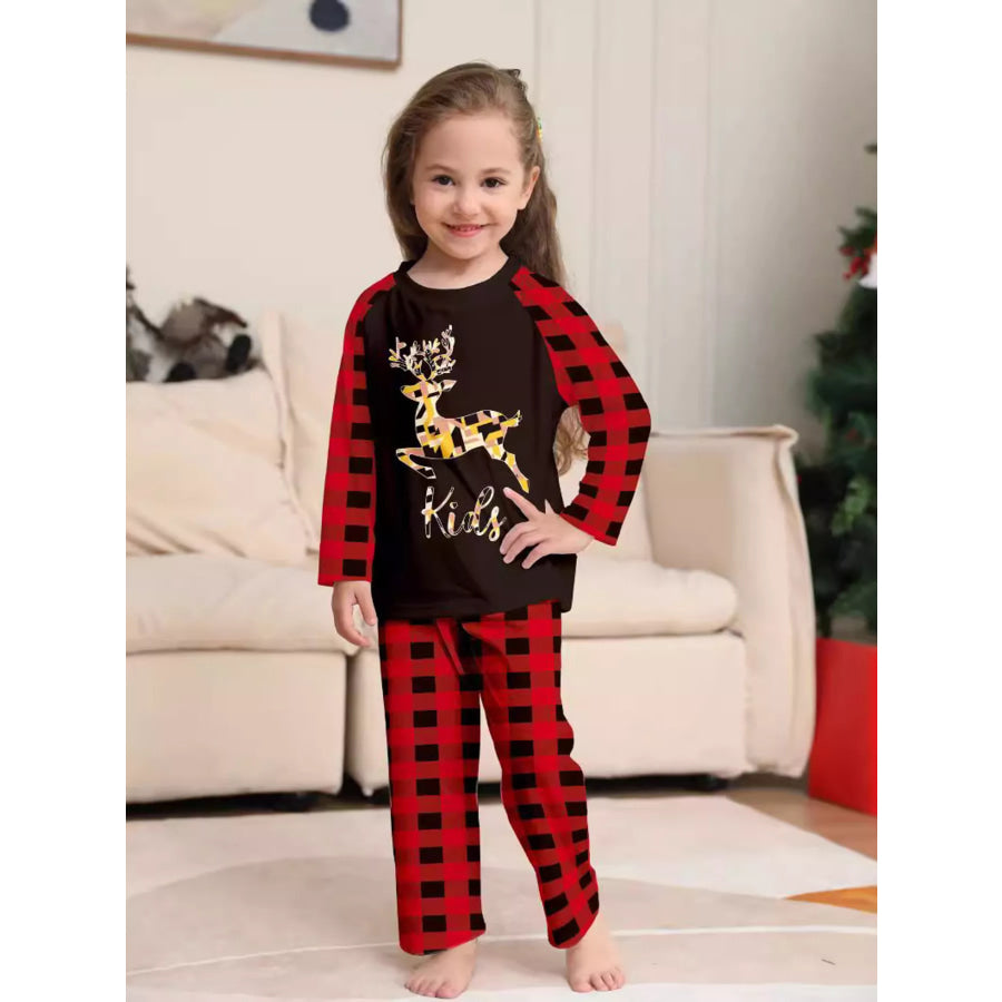 Full Size Family Matching Christmas Pajamas Set with Reindeer Graphic Plus Apparel and Accessories