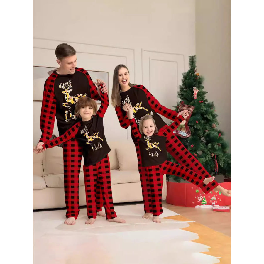 Full Size Family Matching Christmas Pajamas Set with Reindeer Graphic Plus Apparel and Accessories