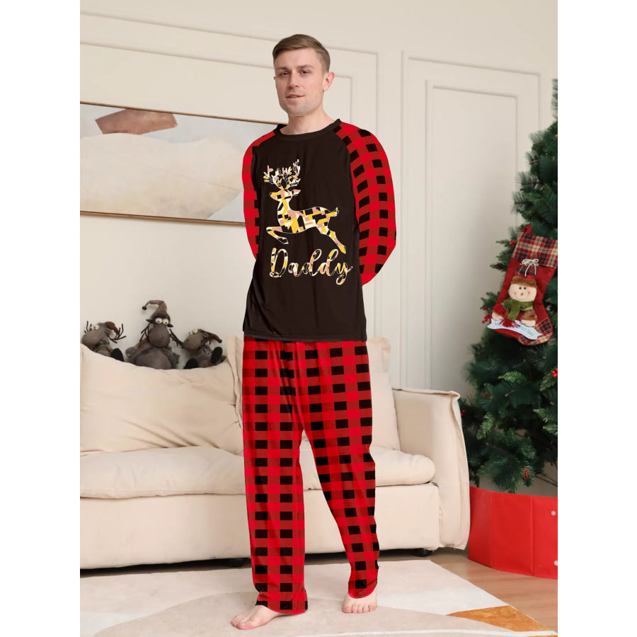 Full Size Family Matching Christmas Pajamas Set with Reindeer Graphic Plus Apparel and Accessories