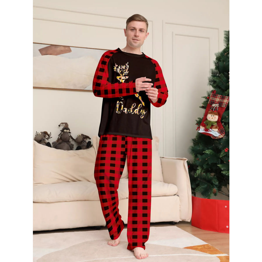 Full Size Family Matching Christmas Pajamas Set with Reindeer Graphic Plus Apparel and Accessories