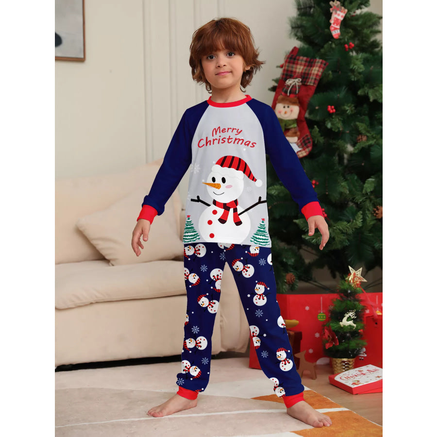 Full Size Family Matching Christmas Snowman Print Pajama Set Plus Apparel and Accessories
