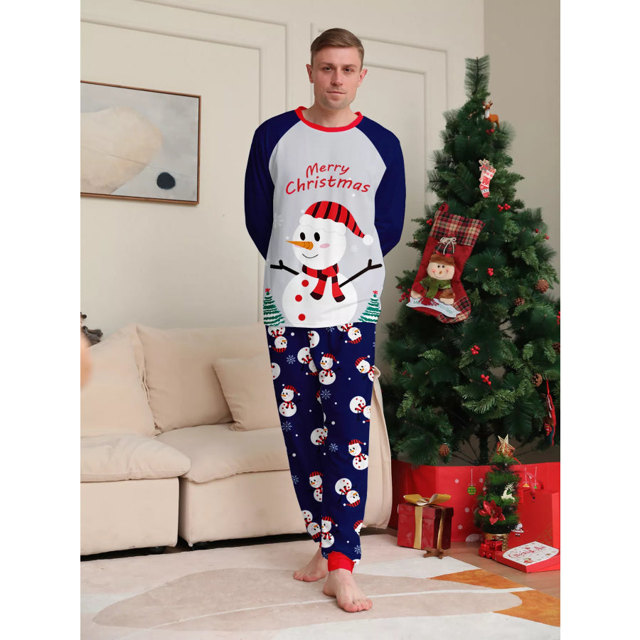 Full Size Family Matching Christmas Snowman Print Pajama Set Plus Apparel and Accessories