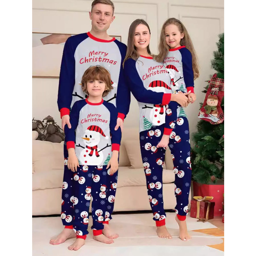 Full Size Family Matching Christmas Snowman Print Pajama Set Plus Apparel and Accessories