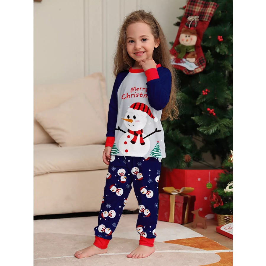 Full Size Family Matching Christmas Snowman Print Pajama Set Plus Apparel and Accessories