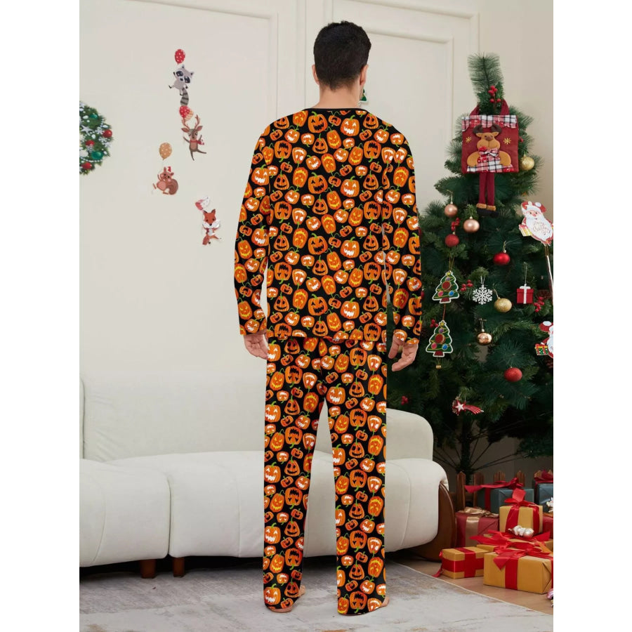 Full Size Family Matching Halloween Pumpkin Print Pajama Set Plus Apparel and Accessories