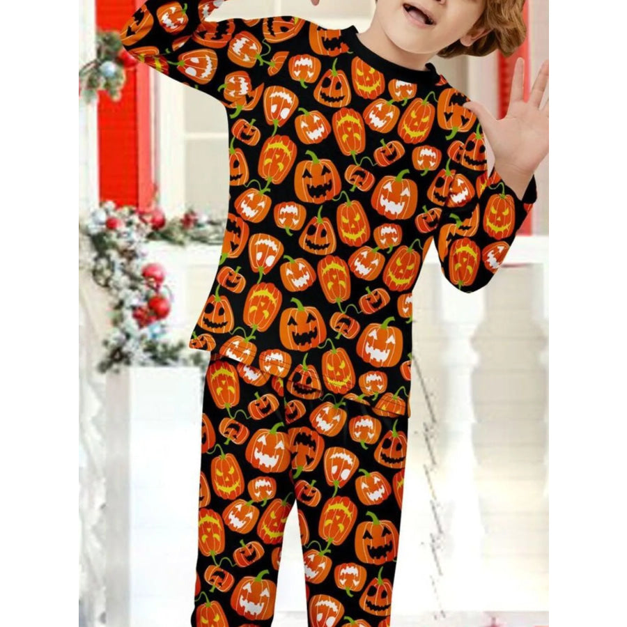 Full Size Family Matching Halloween Pumpkin Print Pajama Set Plus Apparel and Accessories