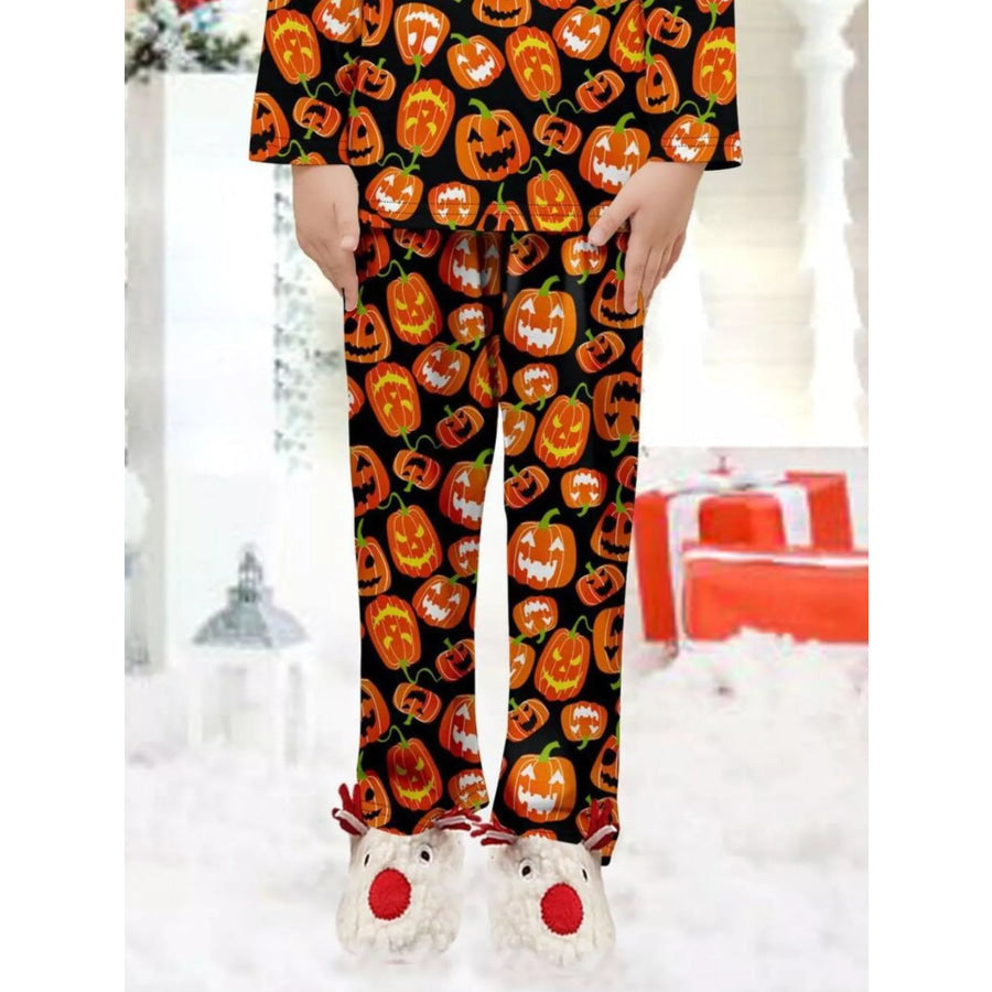 Full Size Family Matching Halloween Pumpkin Print Pajama Set Plus Apparel and Accessories