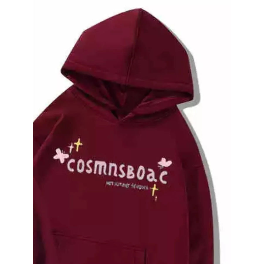 Full Size Fireworks Graphic Kangaroo Pocket Hoodie Plus Apparel and Accessories