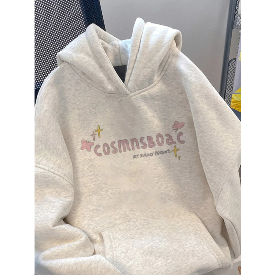 Full Size Fireworks Graphic Kangaroo Pocket Hoodie Plus Apparel and Accessories