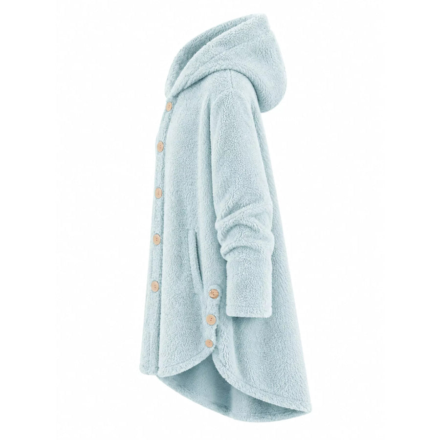Full Size Fleece Button Up Hooded Outerwear Plus Apparel and Accessories