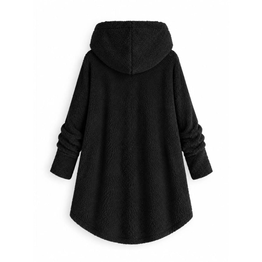 Full Size Fleece Button Up Hooded Outerwear Plus Apparel and Accessories