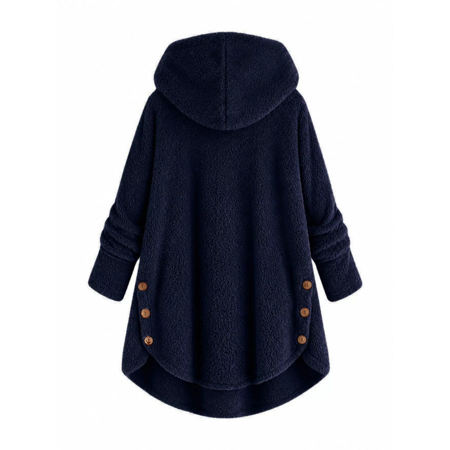 Full Size Fleece Button Up Hooded Outerwear Plus Apparel and Accessories