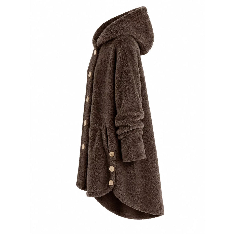 Full Size Fleece Button Up Hooded Outerwear Plus Apparel and Accessories