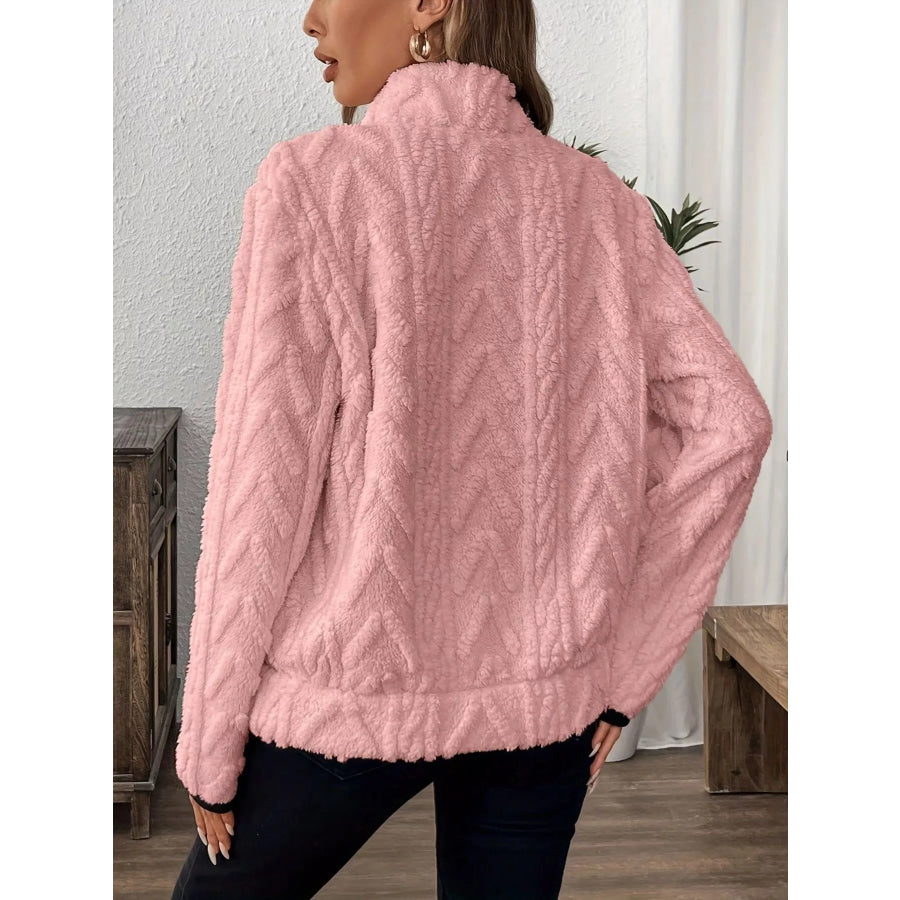 Full Size Fleece Half Zip Sweatshirt Plus Size Apparel and Accessories